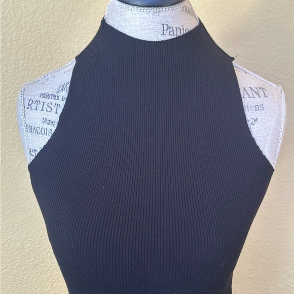 Naked Wardrobe Sleeveless Ribbed Black Mock Neck Bodysuit Size Medium EUC! - Picture 3 of 5